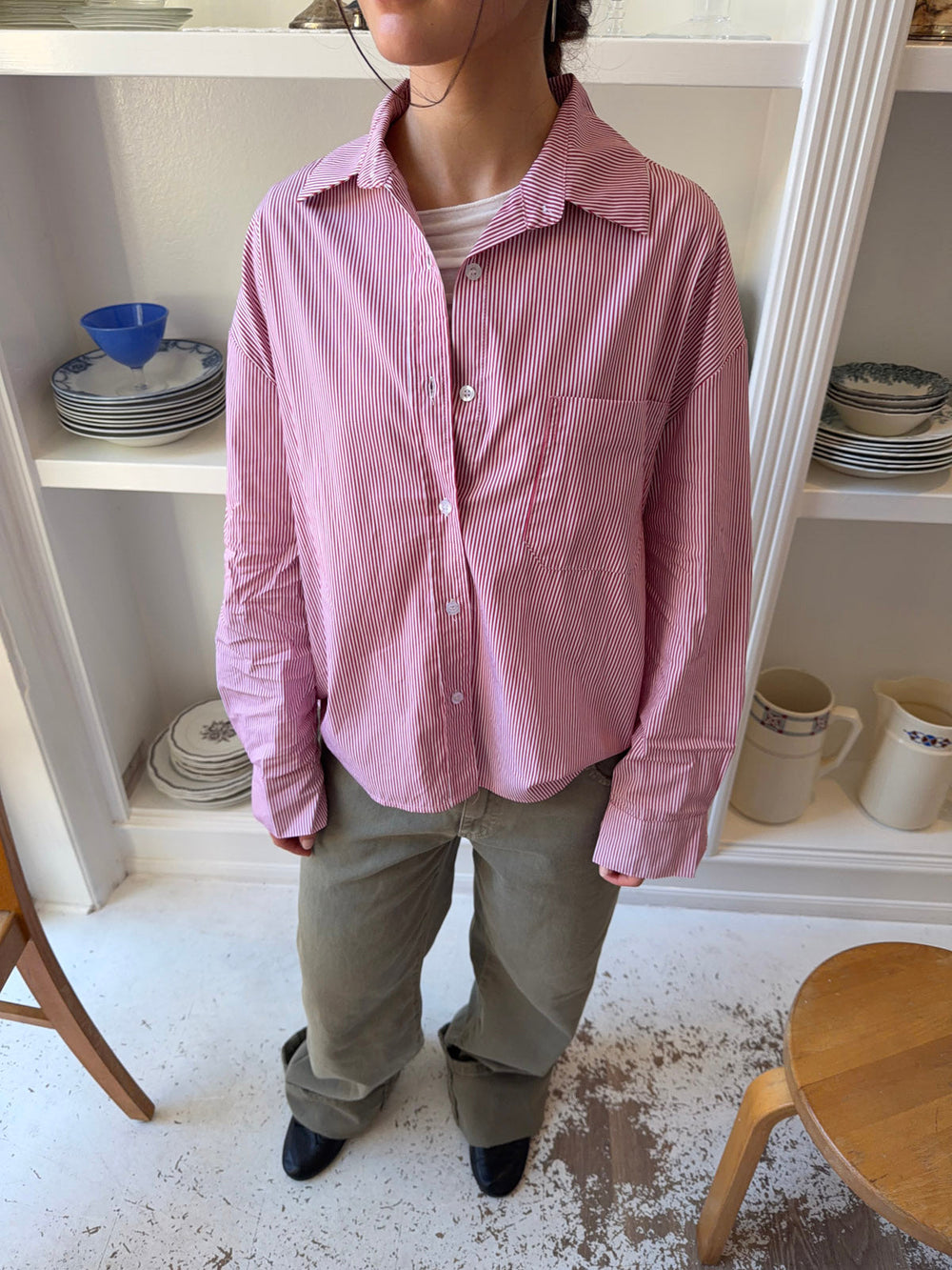 Kendall button shirt with stripes - Red/white