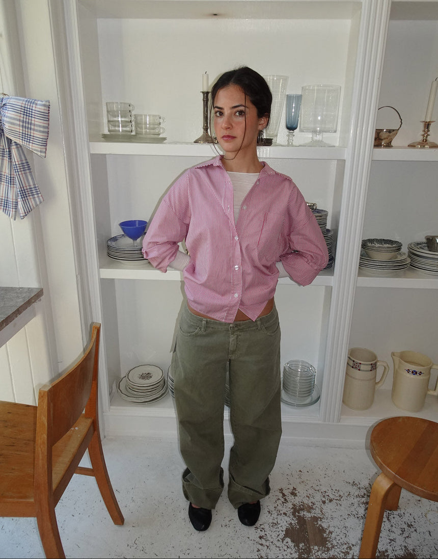 Kendall button shirt with stripes - Red/white