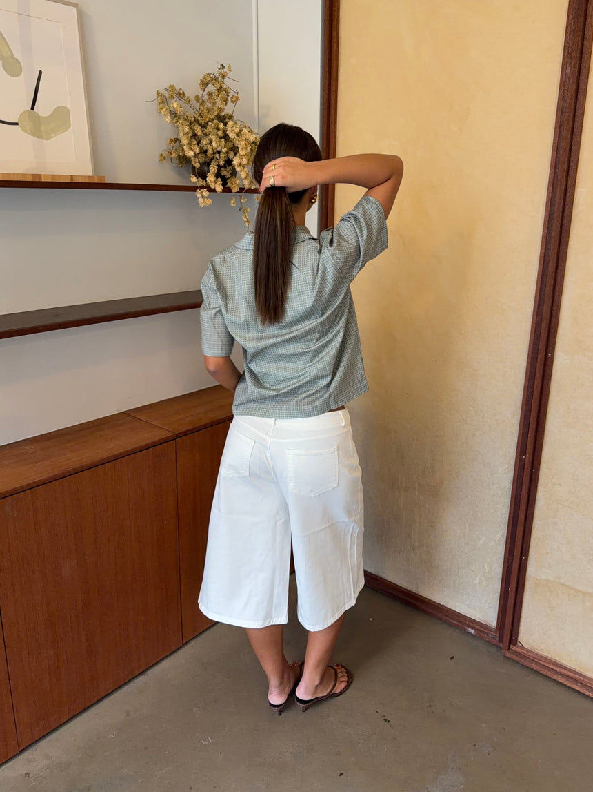 Rejna shirt with checkers – Green/khaki