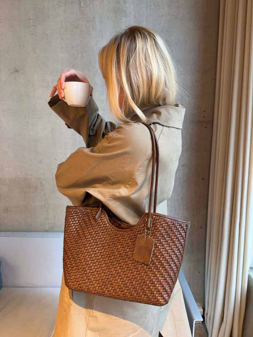 Janice woven shoulderbag - Brown