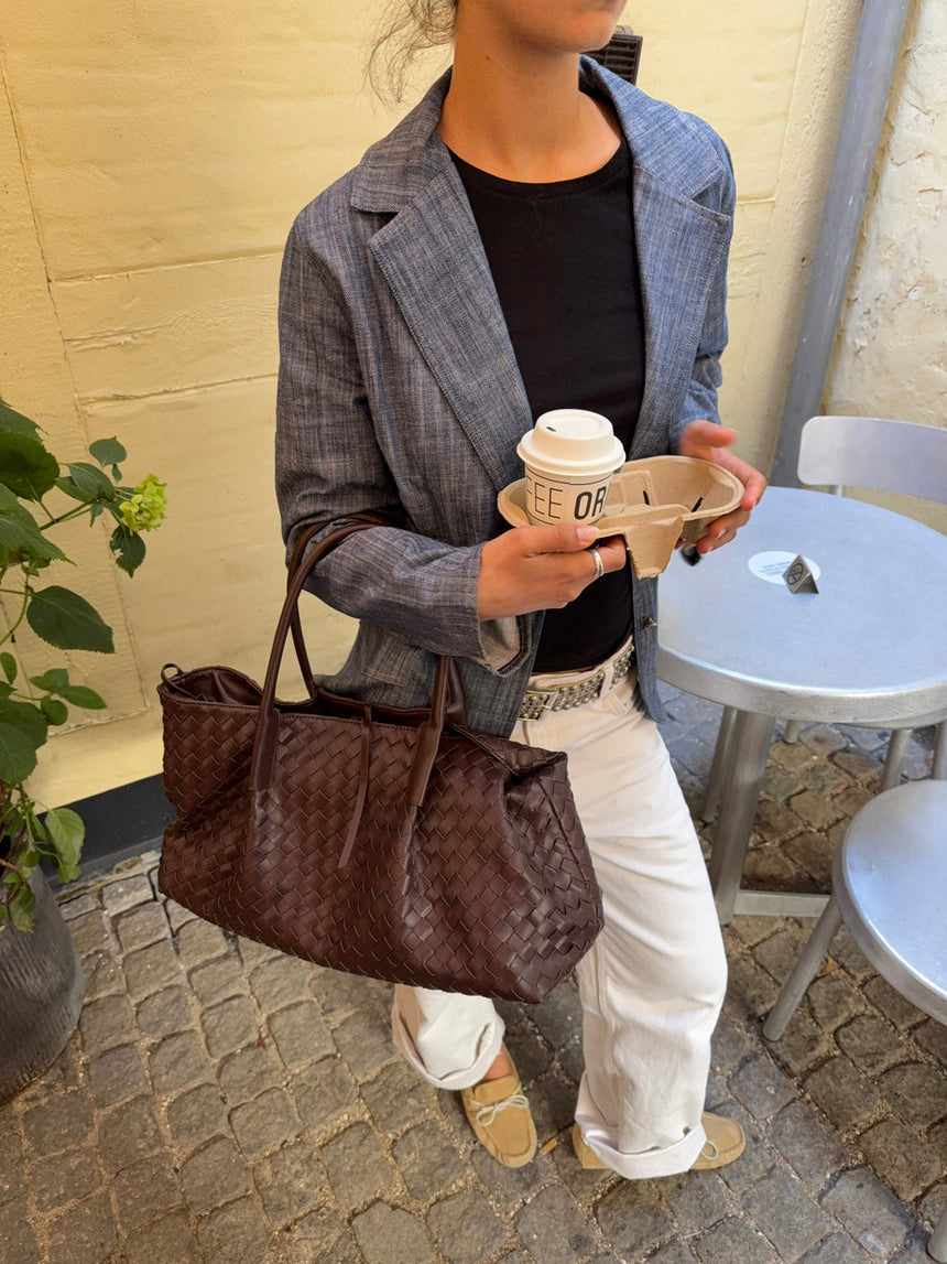 Milu shoulder bag in woven - Brown