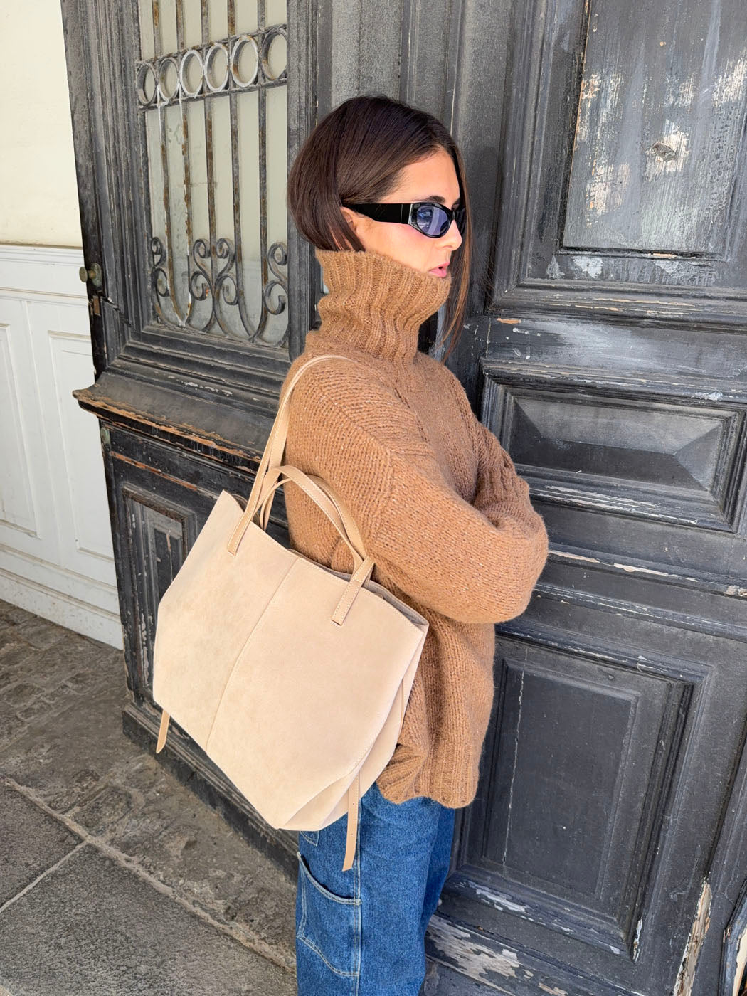 Bergen suede shoulder bag - Beige – Designbysi.se