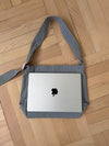Samuel shoulder bag with checkers - Light grey