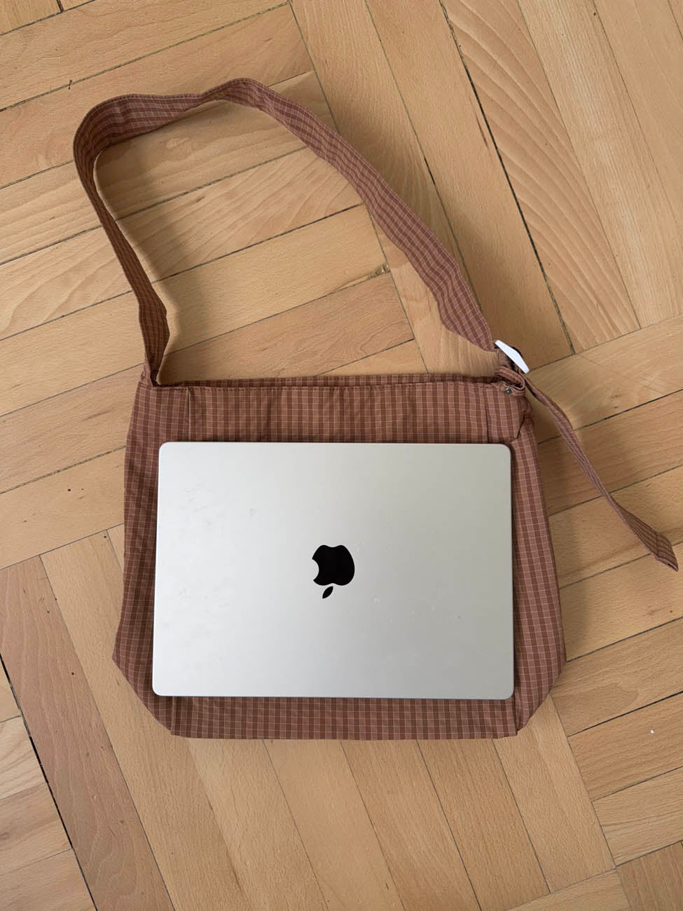 Samuel shoulder bag with checkers - Dusty orange/brown