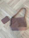 Samuel shoulder bag with checkers - Dusty orange/brown