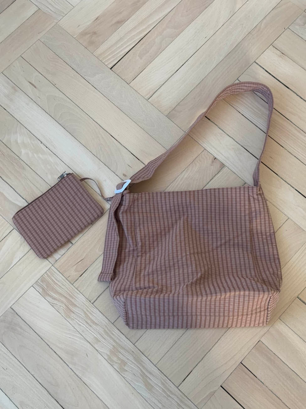 Samuel shoulder bag with checkers - Dusty orange/brown