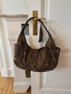 Valentina shoulder bag with nits - Beige/Brown