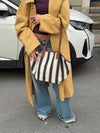 Enna shoulder bag with stripes - White/navy