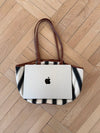 Enna shoulder bag with stripes - White/navy