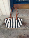 Enna shoulder bag with stripes - White/navy