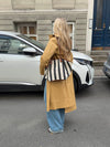 Enna shoulder bag with stripes - White/navy