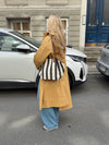 Enna shoulder bag with stripes - White/navy
