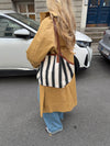 Enna shoulder bag with stripes - White/navy
