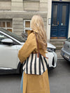 Enna shoulder bag with stripes - White/navy
