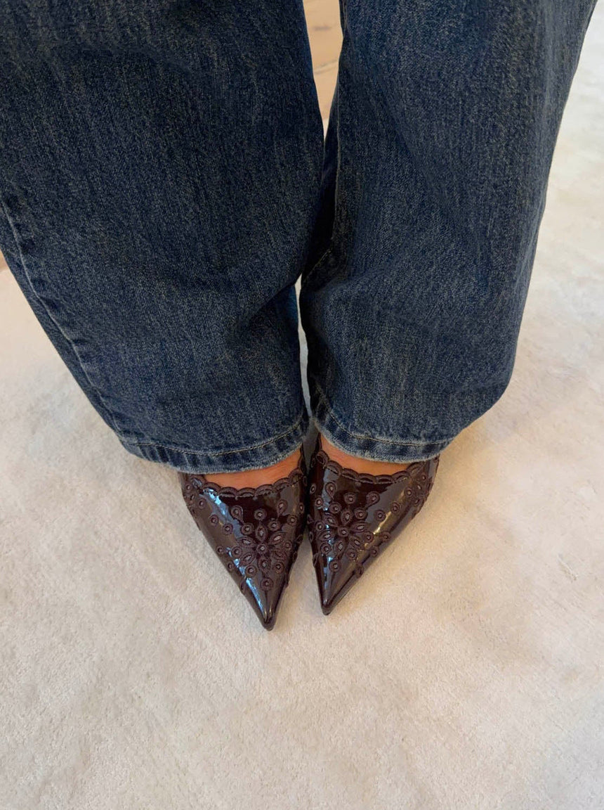 Ydun slingback heels with details - Dark brown