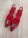 Nida slingback stilettos with buckle – Red