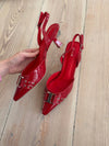 Nida slingback stilettos with buckle – Red