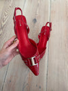 Nida slingback stilettos with buckle – Red