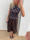 Cathrine smock polka dotted top - Brown/Blue