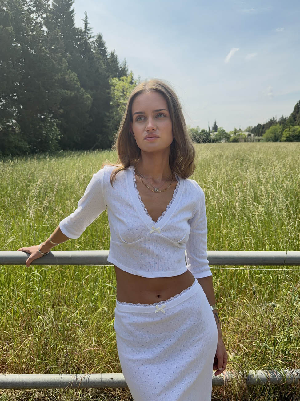 Shalya top with 3/4 sleeves - White