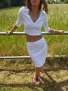 Shalya top with 3/4 sleeves - White