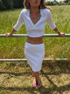 Shalya top with 3/4 sleeves - White