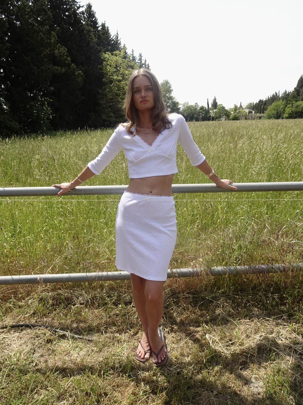 Shalya top with 3/4 sleeves - White