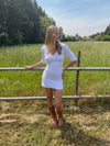 Shola dress with 3/4 sleeves - White