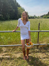 Shola dress with 3/4 sleeves - White