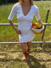 Shola dress with 3/4 sleeves - White