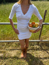Shola dress with 3/4 sleeves - White