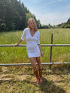 Shola dress with 3/4 sleeves - White