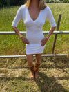 Shola dress with 3/4 sleeves - White