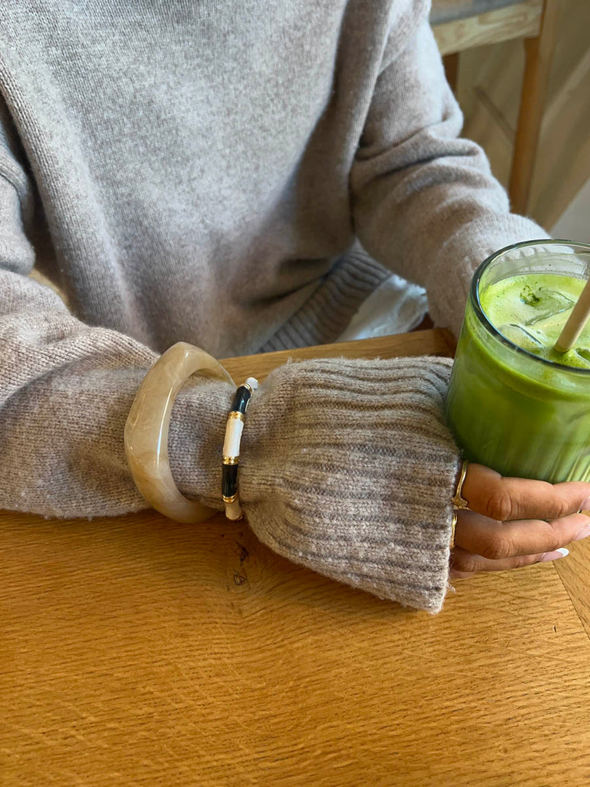 Sola bracelet with stripes – Black/White