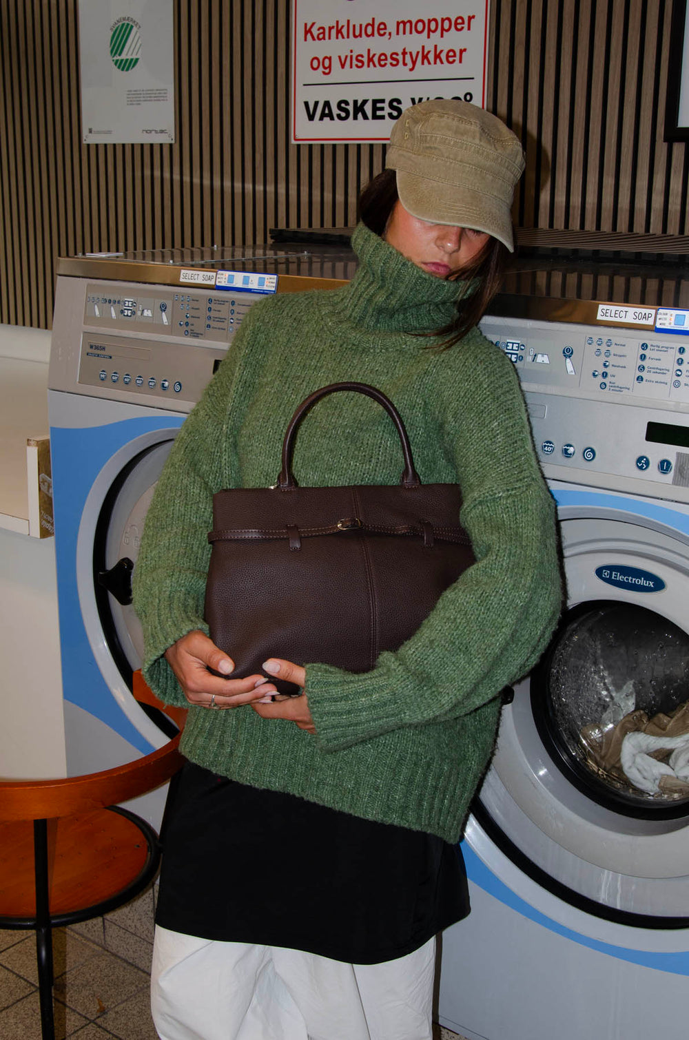 Lou large handbag with tie detail - Brown