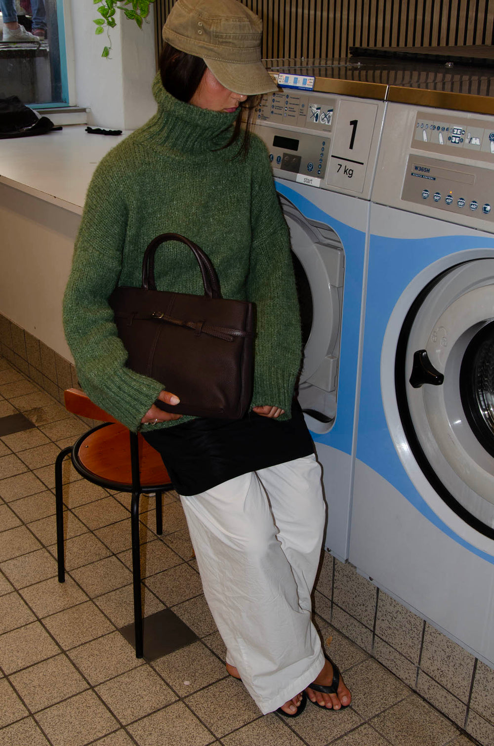 Lou large handbag with tie detail - Brown