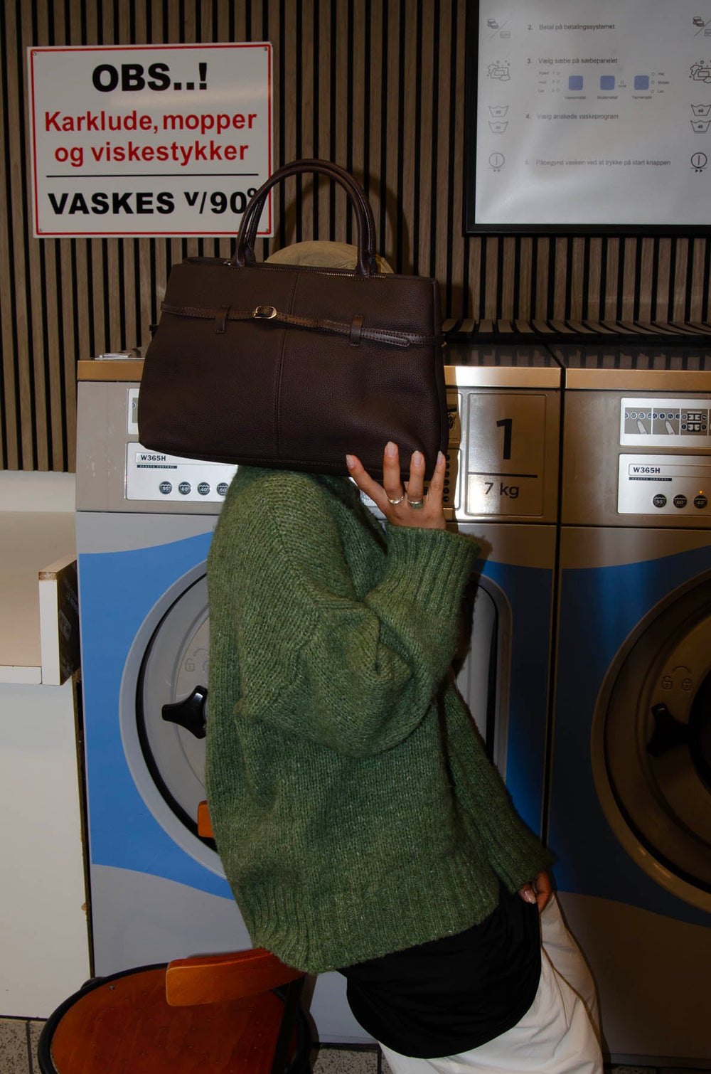 Lou large handbag with tie detail - Brown