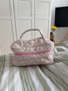 Honey large toiletry bag with handle – White/light pink flowers