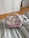 Honey large toiletry bag with handle – White/light pink flowers