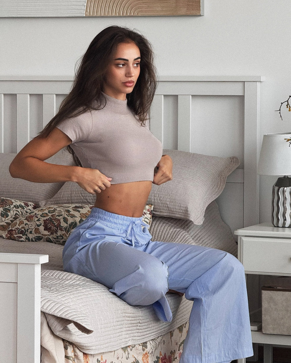 Mathilde Ravn striped pants - white/blue