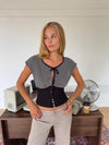 Bianca striped top with details - Black/White