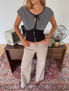 Bianca striped top with details - Black/White