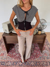 Bianca striped top with details - Black/White