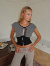 Bianca striped top with details - Black/White