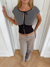 Bianca striped top with details - Black/White