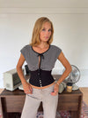 Bianca striped top with details - Black/White