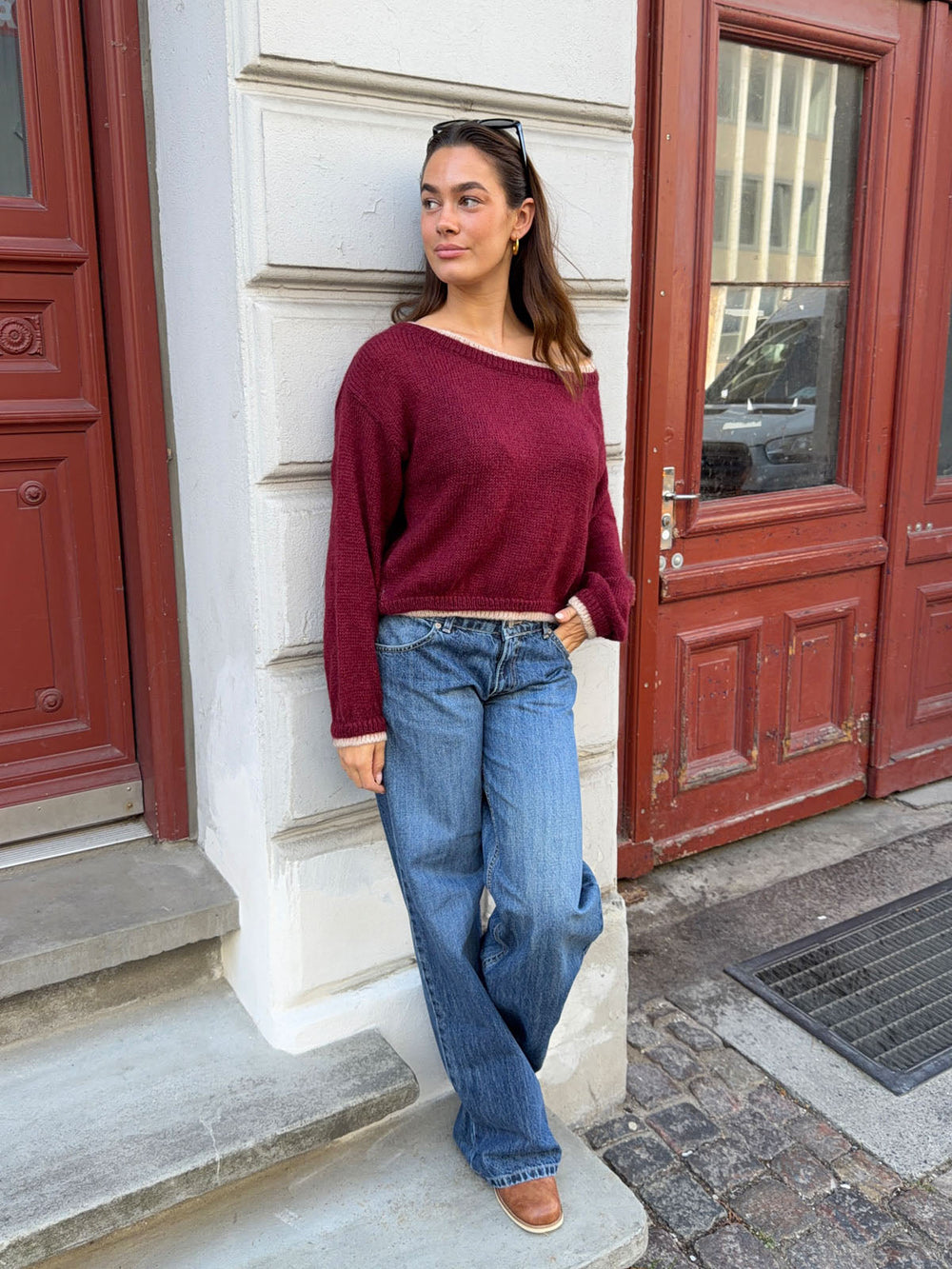 Tendra knit with edge details - Red/white