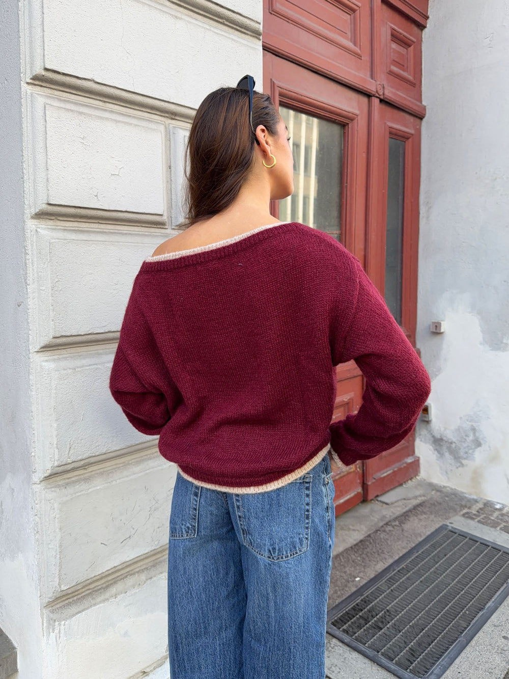 Tendra knit with edge details - Red/white