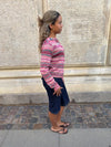 Bernie knit with buttons and stripes - Pink
