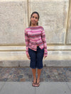 Bernie knit with buttons and stripes - Pink